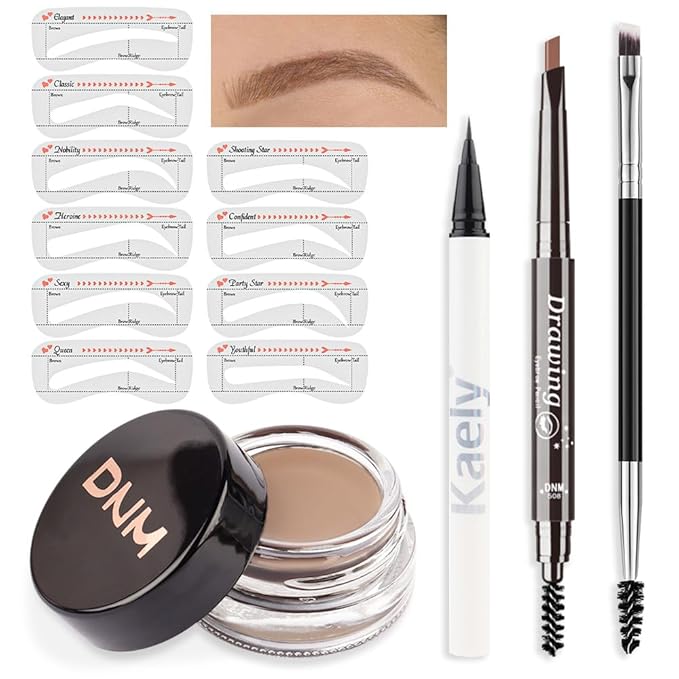 evpct Eyebrow Stencils Kit for Women Shaping, Eyebrow Shaper Makeup Kit, Eye Brow Stencil Shaper Tinting kits for Women, with Eyeliner, Eyebrows Pencil, Pomade, Brush and 10 Stencils, Kit-02# BLONDE-Velvo Beauty
