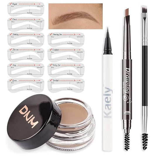evpct Eyebrow Stencils Kit for Women Shaping, Eyebrow Shaper Makeup Kit, Eye Brow Stencil Shaper Tinting kits for Women, with Eyeliner, Eyebrows Pencil, Pomade, Brush and 10 Stencils, Kit-02# BLONDE-Velvo Beauty