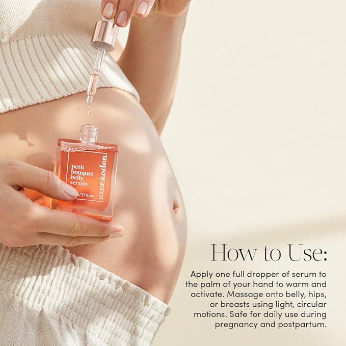 Evereden Petit Bouquet Belly Serum, 1.7 fl oz. | Clean & Vegan Women's Belly Oil for Pregnancy and Postpartum Maternity Skincare | Non-Toxic Stretch Mark Oil-Velvo Beauty