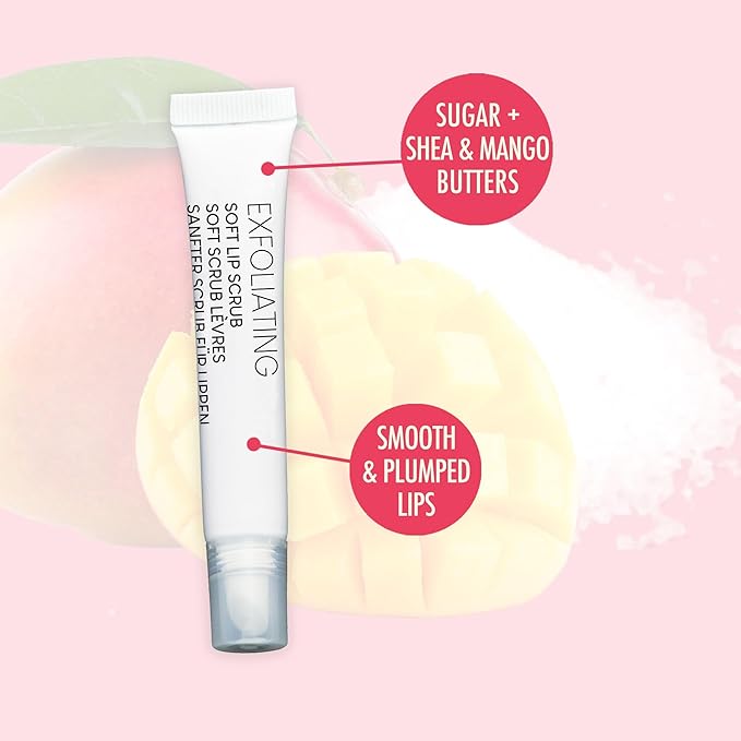 L'Action Paris Exfoliating Soft Lip Scrub, Smooth and Plumped Lips, Sugar Crystals for Gentle Exfoliation, Slanted Applicator, Soothing Shea and Mango Butter Formula 12ml-Velvo Beauty