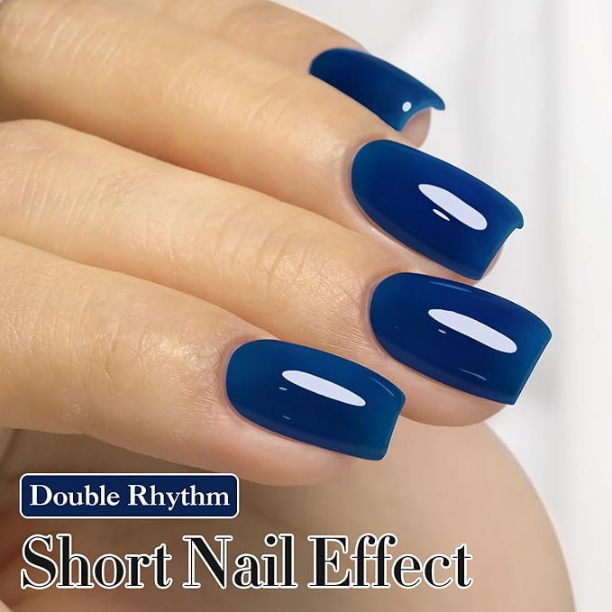 Double Rhythm 0.5Oz Navy Blue Gel Polish Sheer Neutral Natural Light Milky Same Color Same Bottle 15ML Jelly UV Nail Art DIY at Home (Navy Blue-A1107)-Velvo Beauty