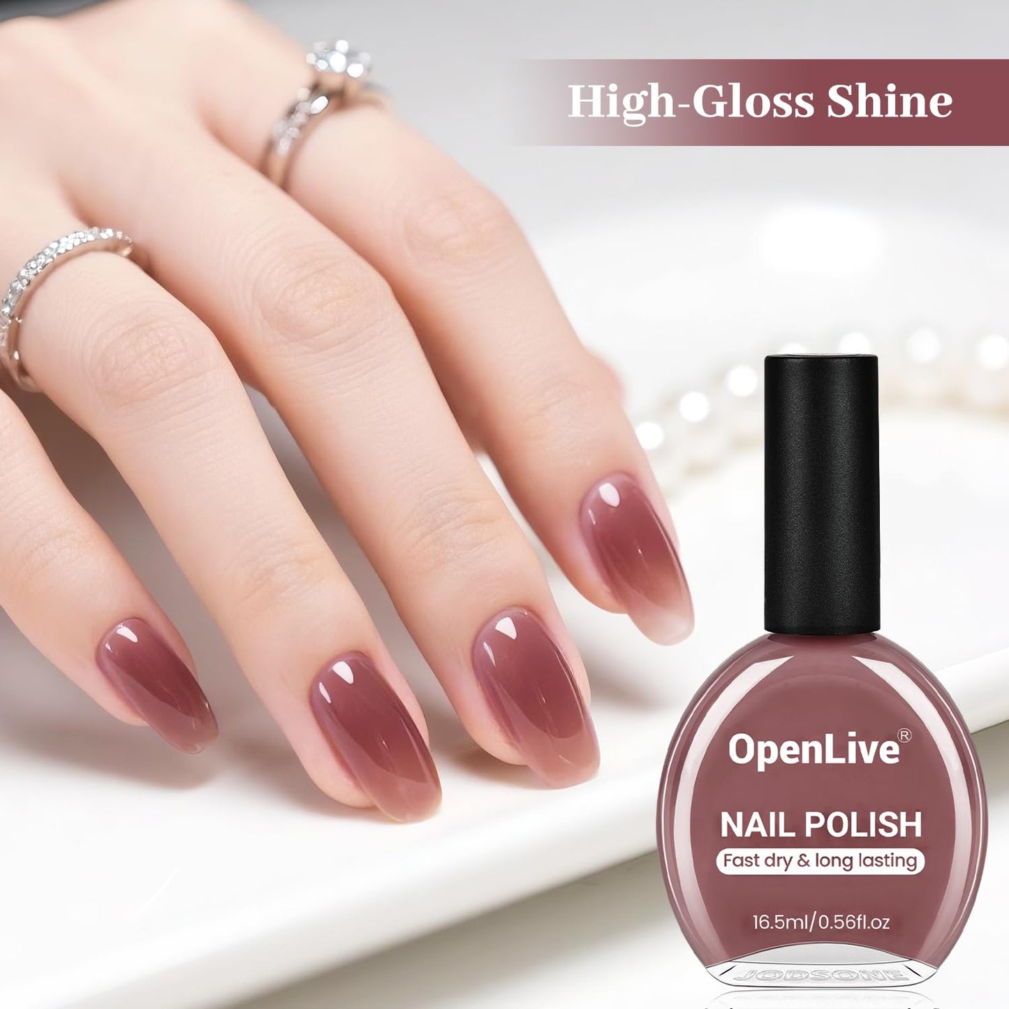 16.5ml Jelly Mauve Red Nail Polish Large Volume Quick Dry Nail Polish, Long Lasting Shine, Fingernail Toenail Nail Art DIY Home Travel Nail Art Gift-Velvo Beauty