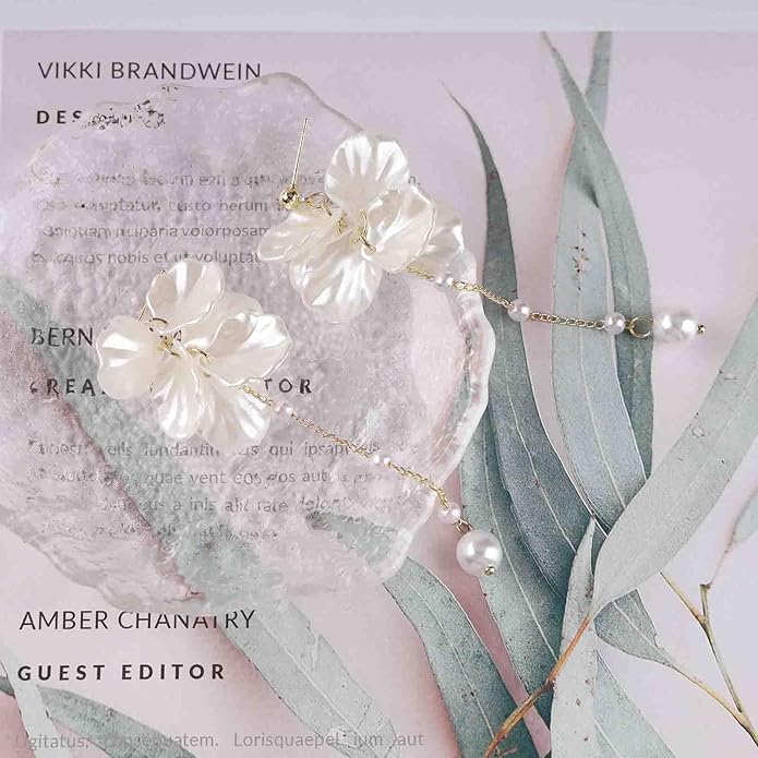 Vintage Pearl Flower Drop Earrings Long Pearl Chain Earrings Gold Pearl Tassel Earrings White Flower Dangle Earrings Jewelry for Women-Velvo Beauty