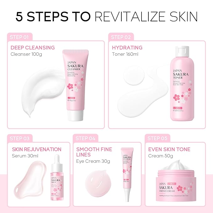 Skin Care, Skin Care Set, Skin Care Kit with Cleanser, Toner, Serum, Eye Cream, Face Cream for Women Teen Girls Mom Daughter Women Beauty Gift Sets 5pcs (Large Capacity Version)-Velvo Beauty