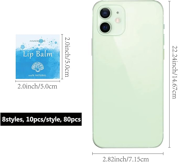 CRASPIRE Lip Balm Labels 80pcs Homemade Lip Balm Labels 2” Clear Lip Balm Labels for Tubes Printable Waterproof Lip Balm Stickers Labels for Lip Balm Handcream Candle Container（Marine Life-Blue）-Velvo Beauty