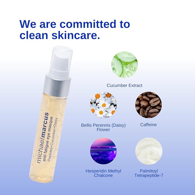 Michael Marcus Anti Fatigue Eye Masque - Intensive Peptide Complex Targeting Under Eye Bag Volume & Darkness - Natural Cruelty-Free -(1oz Bottle)-Velvo Beauty