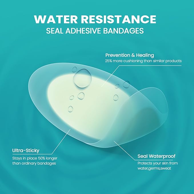 Blister Bandages Blister Pads - 50 ct Blister Cushions - Water Resistant Hydrocolloid Bandages for Foot, Toe, Heel - Gel Blister Bandages for Prevention & Recovery, Variety Pack-Velvo Beauty