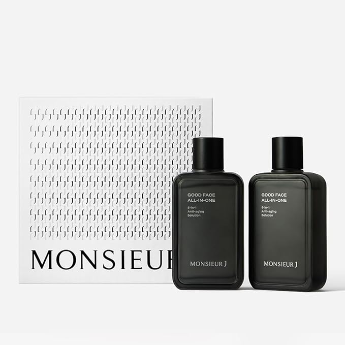 Monsieur J Men's Skin care GOOD FACE All-in-one Set 1+1 140mlx2ea 5 In 1 (Toner+Lotion+Essence+Fluid+Cream),Facial Skincare,Face Moisturizer Lotion,Facial lotion for dry skin,All In One Treatment-Velvo Beauty