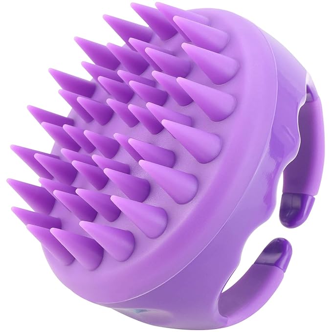 BTYMS Silicone Scalp Scrubber Hair Shampoo Brush, Head Scrubber Hair Wash Brush Cleansing Dandruff Brush - Purple-Velvo Beauty