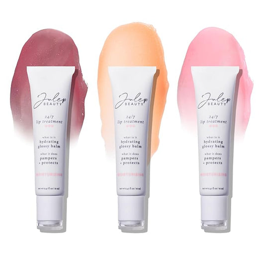 Julep 24/7 Lip Treatment Hydrating Glossy Balm Lip Mask Trio – Barely There, Gotta Glow, Pink and Polished – For Moisturized, Hydrated Lips – Vegan & Cruelty-Free-Velvo Beauty