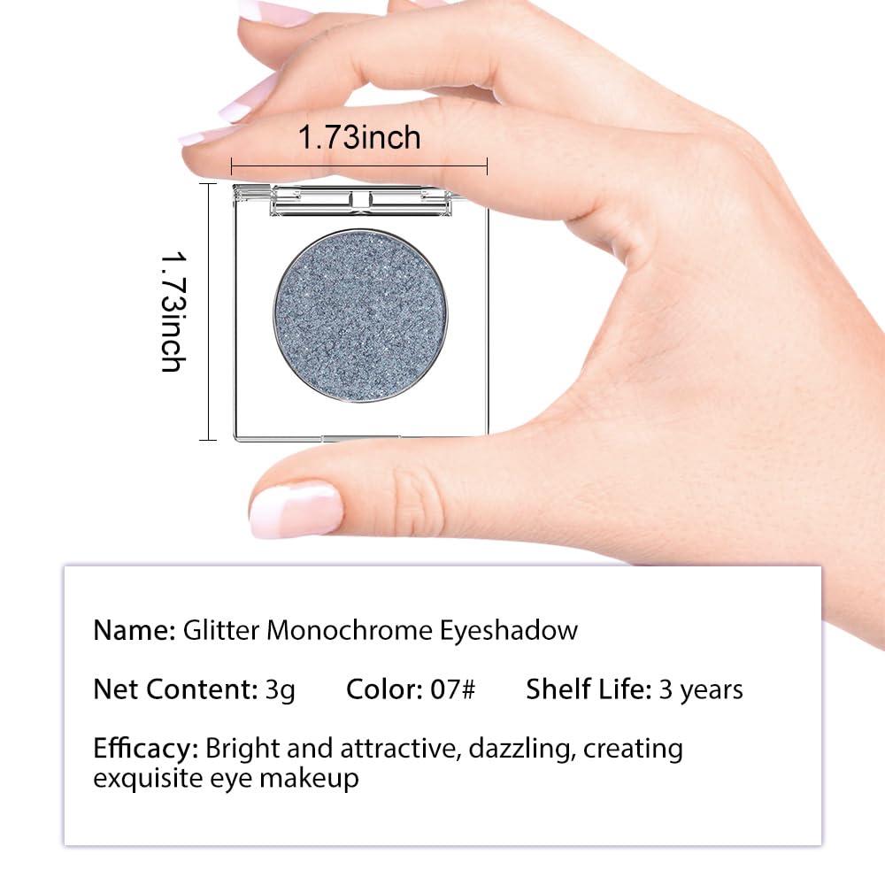 Glitter Shimmer Sparkle Eye Shadow Palette Makeup for Women, Shimmer Blue Glitter Metallic Holographic Iridescent Cream Iridescent Single Monochrome Eyeshadow Makeup-Velvo Beauty