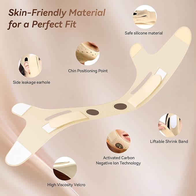 Reusable V Line Silicone Face Strap, Soft Silicone Chin Strap for Women 23-27 Inches (Skin yellow)-Velvo Beauty