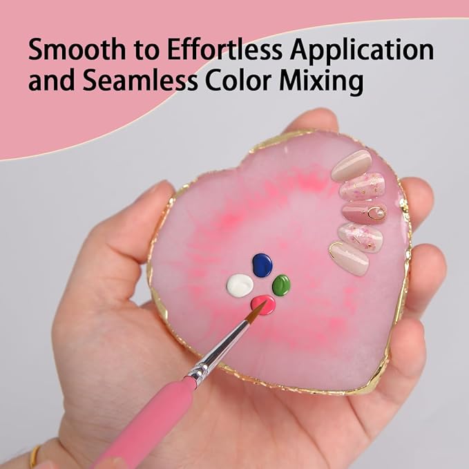 Nail Polish Palette, 2Pcs Resin Nail Art Palette, Nail Painting Mixed Color Palettes, Gold Edge Makeup Mixing Tray, Nail Supplies For Nail Techs, Nail Art Display Board(Love)-Velvo Beauty