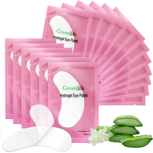 100 Pairs GreenLife Natural Hydrogel Eye Gel Pads - Collagen and Aloe Vera Patches for Under Eyes - Eyelash Extension Kit-Velvo Beauty