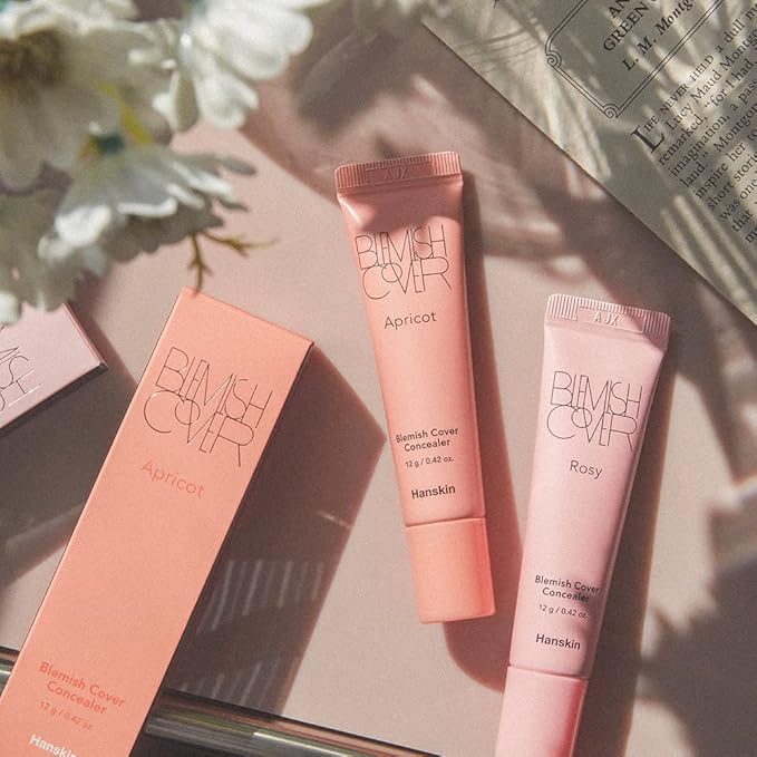 Hanskin Rosy Blemish Cover, Full Coverage Color Correcting Concealer for Under Eye Dark Circles, Korean Makeup [Rosy/12g]-Velvo Beauty