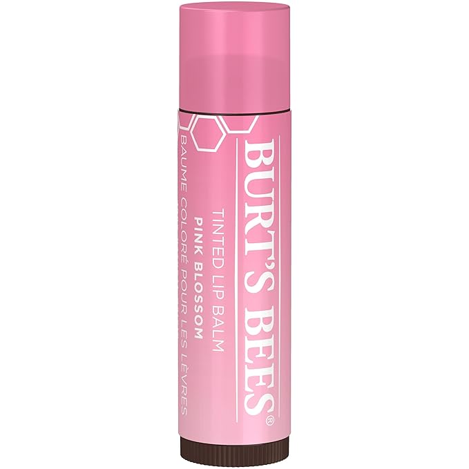 Burt's Bees Lip Tint Balm with Long Lasting 2 in 1 Duo Tinted Balm Formula, Color Infused with Deeply Hydrating Shea Butter for a Natural Looking Buildable Finish, Pink Blossom (2-Pack)-Velvo Beauty