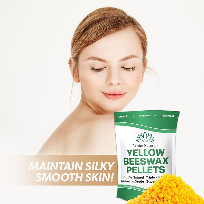 Yellow Beeswax Pellets 8oz, Pure, Natural, Cosmetic Grade, Bees Wax Pastilles, Triple Filtered, Great For DIY Lip Balms, Lotions, Candles By White Naturals-Velvo Beauty