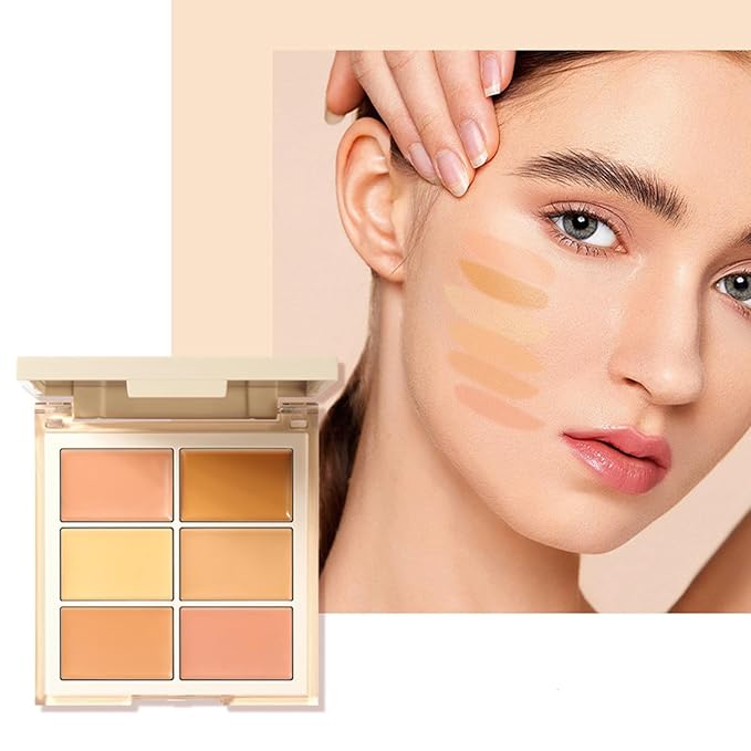 MAEPEOR Face Conceal Contour Palette 6 Colors Full Coverage and Lightweight Concealer Contour Palette Waterproof Long Lasting Contour Palette (Color 02)-Velvo Beauty