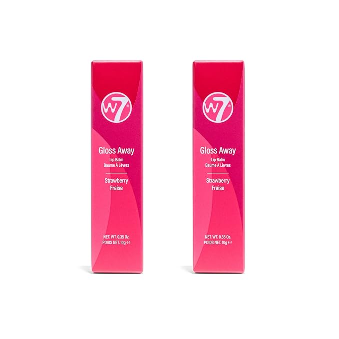 W7 Gloss Away Lip Balm - 2 Piece Set - Nourishing Lip Balm Formula With Shea Butter - Strawberry-Velvo Beauty