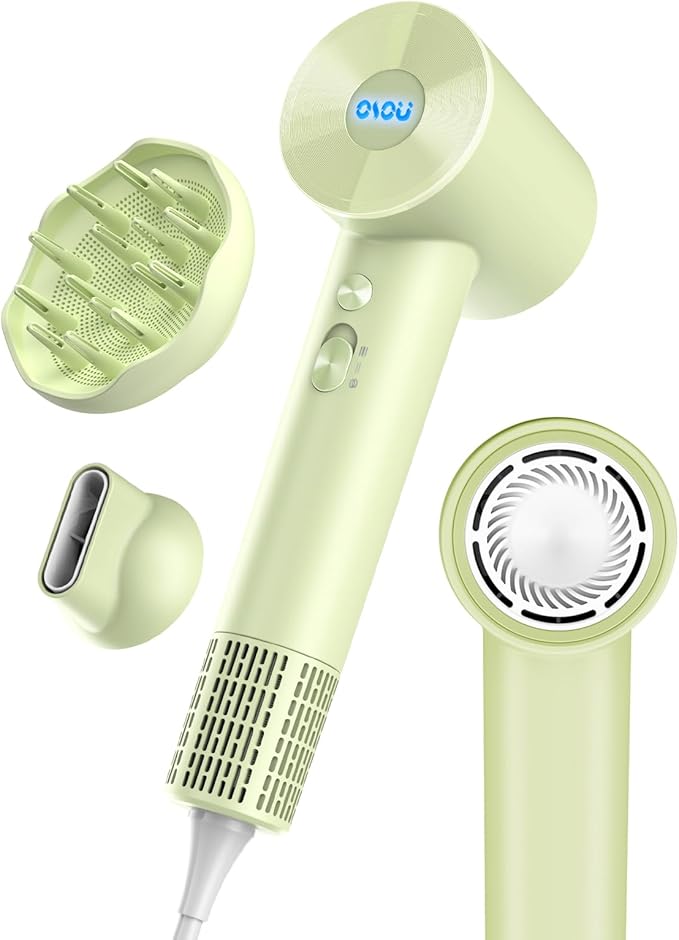 Hair Dryer with Diffuser for Curly Hair, Negative Ionic Hairdryer, High-Speed Blow Dryer with 110, 000 RPM Brushless Motor, Fast Drying Lightweight Travel Hairdryer, Low Noise Quiet Hair Dryers-Velvo Beauty