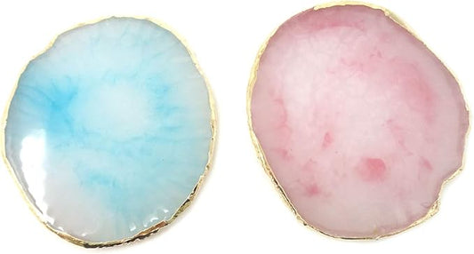 Honbay 2PCS Golden Edge Resin Nail Art Palettes Drawing Plates Manicure Display Tools for Women-Velvo Beauty