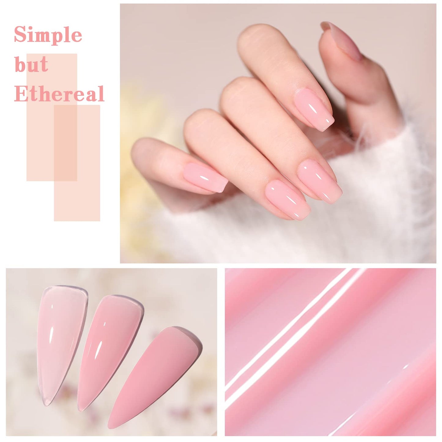 Jelly Pink Gel Nail Polish Set of 10 Colors Including Pink Purple Milky White Nude Gel Polish Kit UV LED Soak Off Nail Polish Home DIY Manicure Nail Salon Varnish-Velvo Beauty