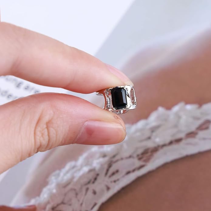 Vintage Crystal Ear Cuff Earrings Black Onyx Cuff Earrings Rhinestone Cartilage Earrings Silver Open Cuff Wrap Earrings Jewelry for Women-Velvo Beauty