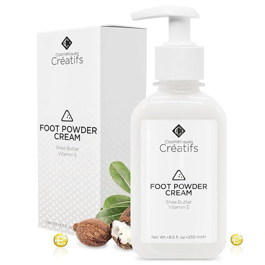 Foot Powder Cream for Dry Cracked Heels, Odor Control, and Intense Skin Hydration, 8.5 fl. oz., with Shea Butter and Vitamin E-Velvo Beauty