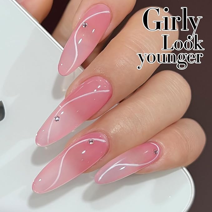 Double Rhythm Gel Polish Translucent Sheer Neutral Natural Light Milky Same Color Same Bottle 15ML Jelly Polish Art DIY at Home (Sheer Pink-A1386)-Velvo Beauty