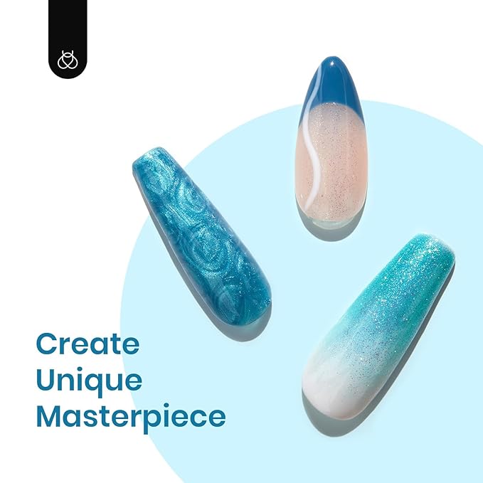 Beetles Blue Gel Nail Polish Set, 6 Colors Glitter Pearl Gel Polish Mermaid Treasures Nail Art Design Soak off Uv Led Nail Lamp-Velvo Beauty