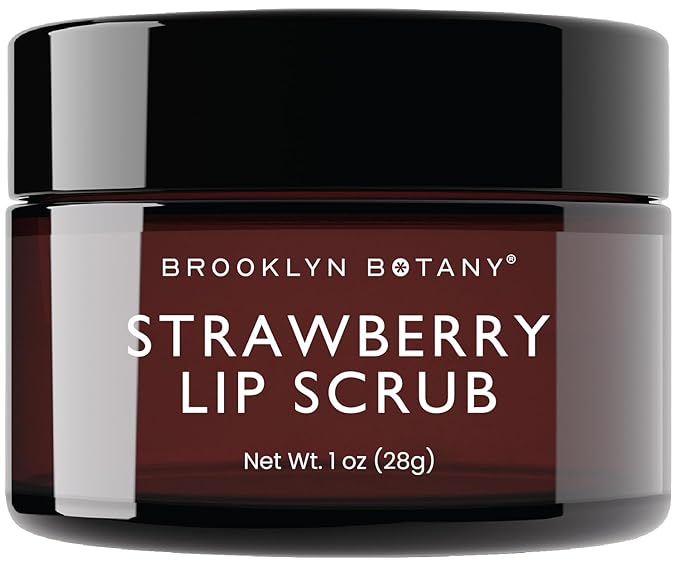 Brooklyn Botany Lip Scrub Exfoliator 1 oz – Lip Moisturizer for Dry Lips and Chapped Lips – Gentle Lip Exfoliator for Smooth and Brighter Lips – Strawberry Flavor-Velvo Beauty