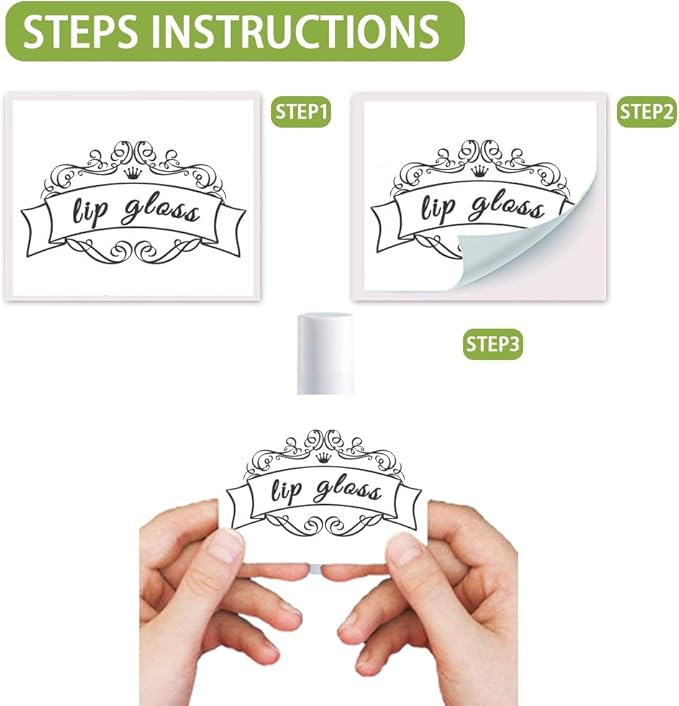OLYCRAFT 100Pcs Self-Adhesive Lip Balm Tag Stickers 1.7x2.1 inch Vintage Damask Border Waterproof Adhesive Label with Word Lipstick Tag Sticker for Lip Balm Container Tubes Lipstick Wrapping Decor-Velvo Beauty