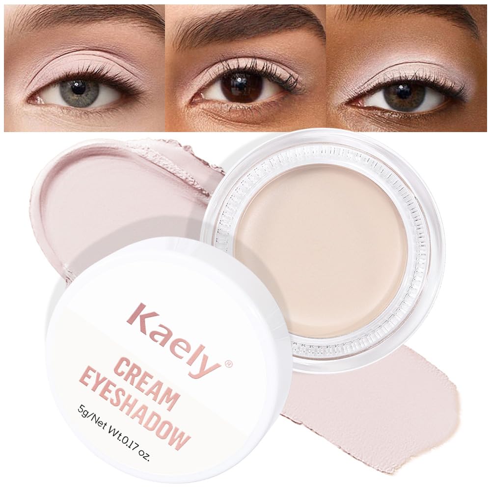 Kaely Single Cream Eyeshadow Pot, Bright Nude Matte Eye Shadow for Older Women High Pigmented Waterproof, Natural Eyeshadow Palette Makeup Brightener, sombras en crema para ojos, Blendable, R01-Velvo Beauty