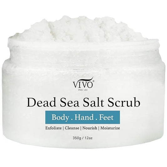 Vivo Per Lei Body Scrub - Exfoliating Body Scrub with Dead Sea Minerals - Dead Sea Salt Scrub for Hands & Legs - Body Exfoliant for a Supple Beach Body - 350 g/ 12.34 oz-Velvo Beauty