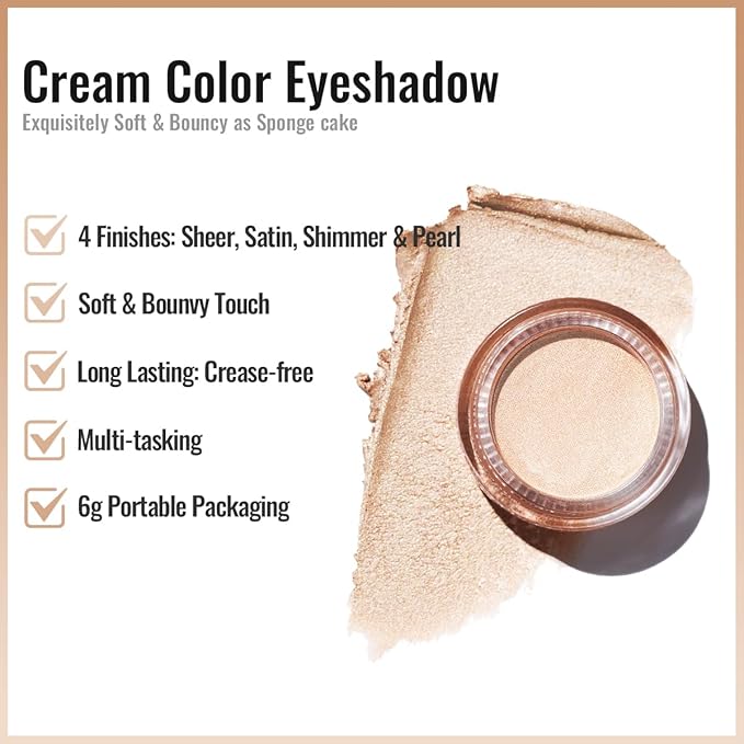Oulac Light Golden Cream Eyeshadow also for Highlighter Large Capacity Highly Pigmented Eye Shadow Waterproof &Long Lasting with Moisturizing Formula P05-Velvo Beauty