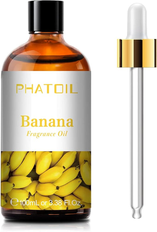 PHATOIL 3.38FL.OZ Banana Fragrance Oils for Aromatherapy, Essential Oils for Diffusers for Home, Perfect for Diffuser, Yoga, Skin Care, DIY Candle and Soap Making - 100ml