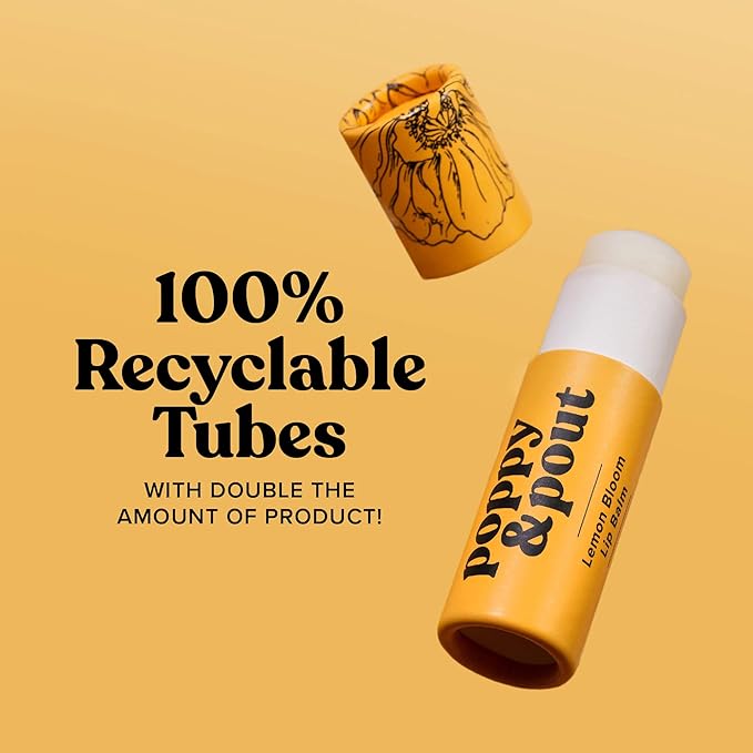 Poppy & Pout Lemon Bloom Jumbo Lip Balm | All Natural Lip Balms & Moisturizers | Hydrates with Beeswax, Vitamin E, Organic Coconut Oil | Cruelty-Free | Lip Balm in Recyclable Cardboard Tube-Velvo Beauty