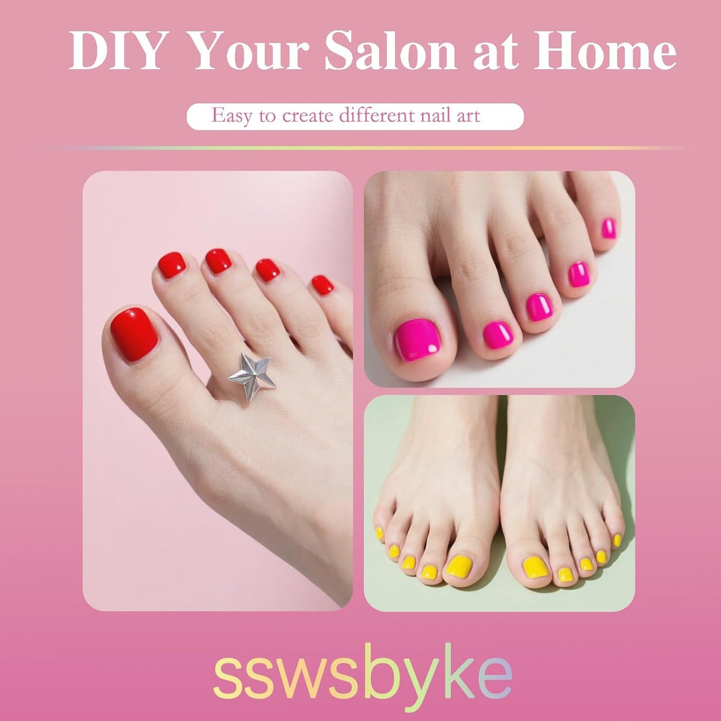 Toe Nail Tips, SSWSBYKE 300Pcs Short Square Soft Gel Full Cover Fake Toe Nail Tips 15 Sizes Matte Press on Acrylic Toe Nail Extensions For Home DIY Nail Salon-Velvo Beauty