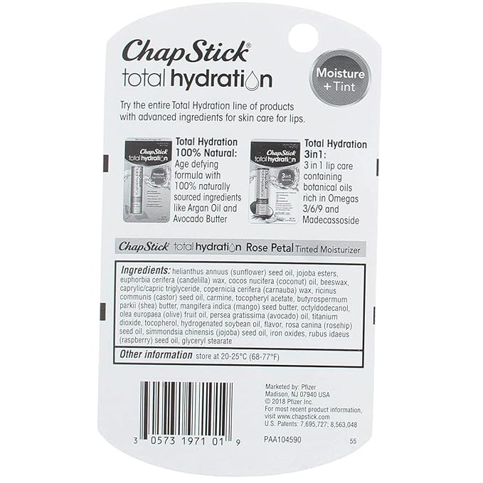 ChapStick Total Hydration Rose Petal 0.12 oz (Pack of 2)-Velvo Beauty