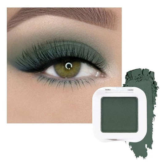 evpct Dark Green Matte Single Eyeshadow Palette, Forest Green Cream Eye Shadow Palette Makeup Singles for Older Women Matte, High Pigment Long Lasting Mini Monochrome Eyeshadow Sombra Para Ojos, 16-Velvo Beauty