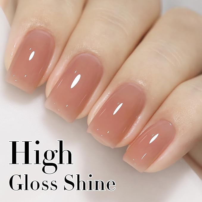 Double Rhythm Translucent Gel Polish Sheer Neutral Natural Light Milky Same Color Same Bottle 15ML Jelly Nail Polish Nail Art DIY at Home (Neutral Nude-A1415)-Velvo Beauty