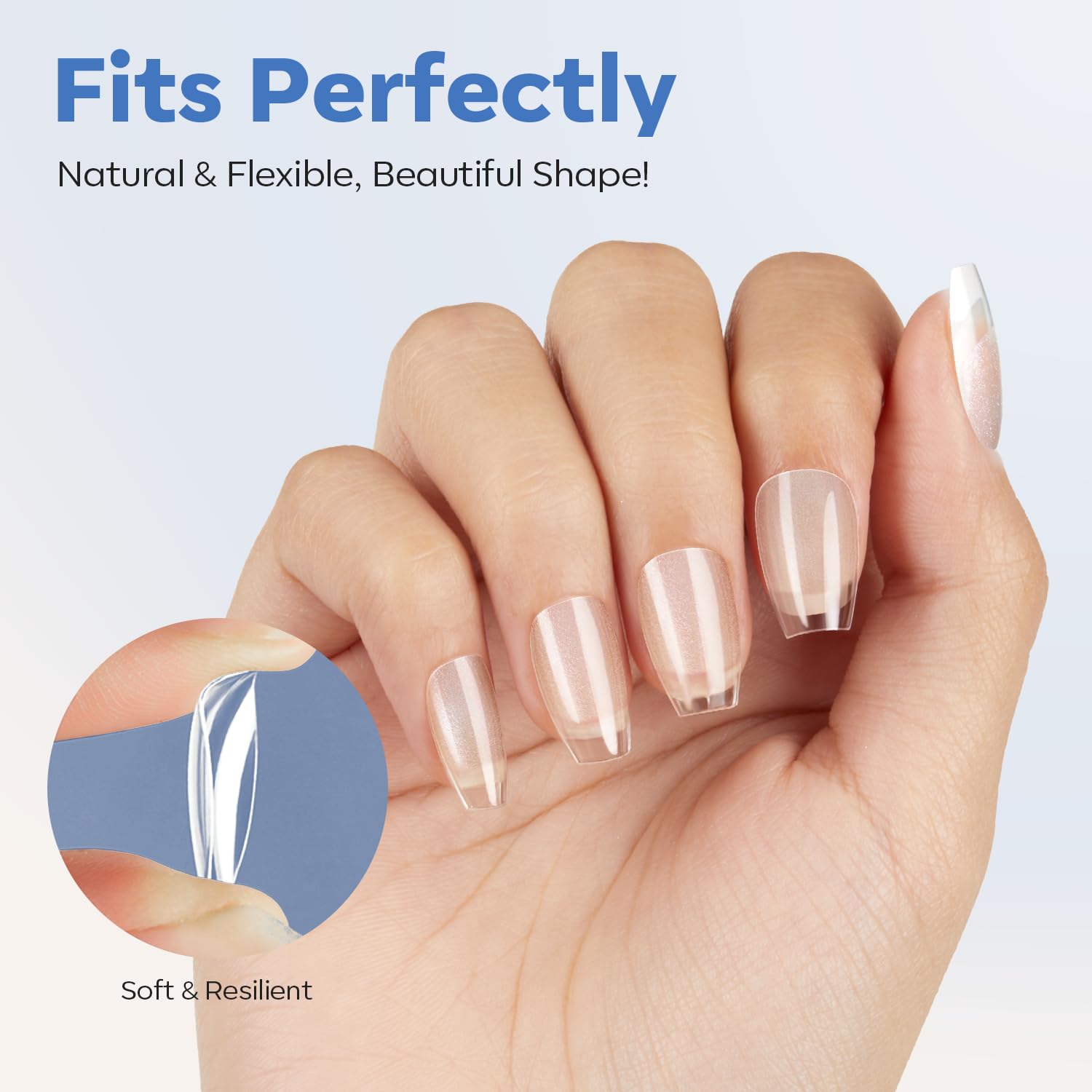 modelones Extra Short Coffin Nail Tips, Pre-shaped Soft Gel Tips Fake Nails False Acrylic Clear Full Cover Press on Extension Kit Gel Manicure DIY at Home 216PCS 12Sizes-Velvo Beauty