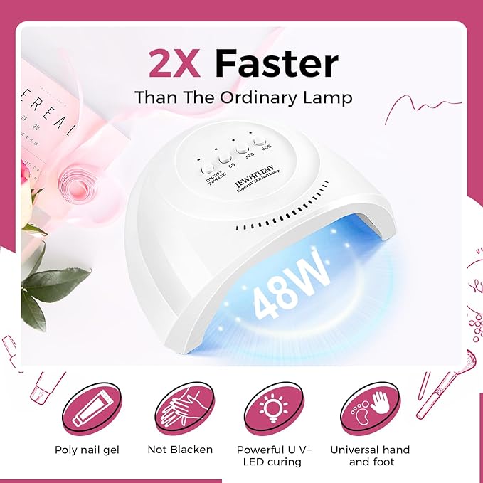 JEWHITENY 28 Colors Poly Nail Gel Kit with Base Top Coat Purple Blue Yellow Nude Pink Glitter Shades Quick-Dry for Beginners DIY Need U V Lamp Curing-Velvo Beauty