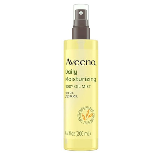 Aveeno Daily Moisturizing Body Oil, Body Mist for Dry Skin with Oat Oil and Jojoba Oil, Nourishing Body Spray with a Hypoallergenic Formula, 6.7 FL OZ-Velvo Beauty