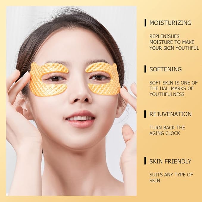 BIOAQUA Gold Elastic Soft Crystal Gel Eye Mask Hydrates Nourishes Moisturizing Face Skin Around The Eyes 12g x 5pcs-Velvo Beauty