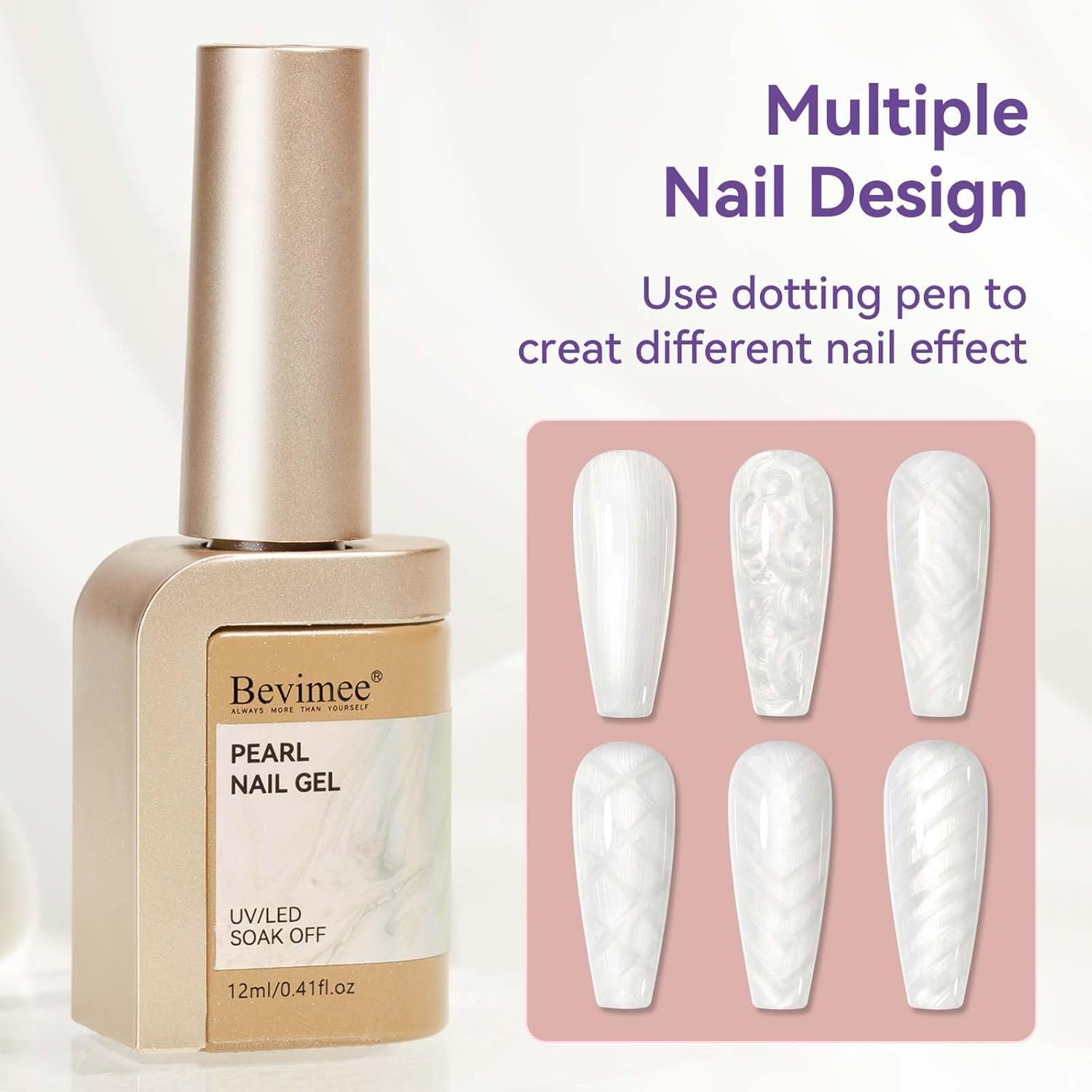 Pearl Gel Nail Polish 12ml Pearl White Mermaid Iridescent Gel Polish Chrome Aurora Nail Drawing Swirl Shell Thread Effect Pearlescent Nail Polish Soak Off UV LED Nail Art Salon Home DIY-Velvo Beauty