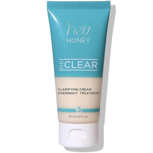 Hey Honey Skincare Be Clear Acne Routine | Clarifying Overnight Treatment | Propolis & Herbal Cream for Blemishes & Acne-Prone Skin | Immidiate Soothing Relief | 1.9 Oz-Velvo Beauty