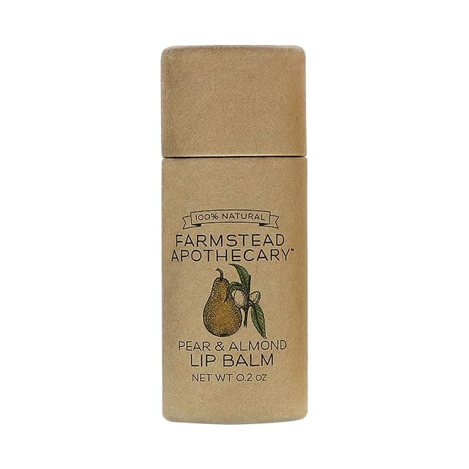 Farmstead Apothecary 100% Natural Lip Balm with Organic Beeswax, Organic Shea Butter & Organic Coconut Oil, Pear & Almond 0.25 oz-Velvo Beauty