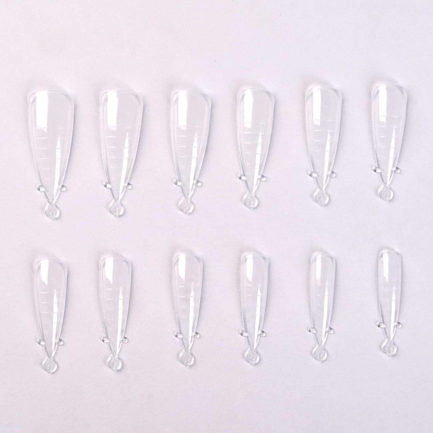 KADS 120PCS Clear Full Cover Dual Nail System Form UV Gel Acrylic Nail Art Mold Artificial Nail Tips with Scale for Extension (MODEL 6)-Velvo Beauty
