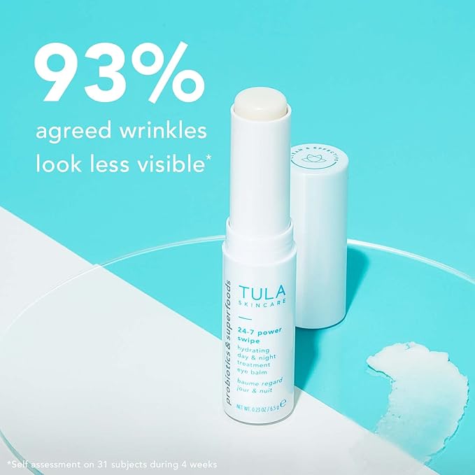 TULA 24-7 Power Swipe Hydrating Eye Balm | Dark Circle Treatment, Instant Brightening, Portable | 0.23oz-Velvo Beauty